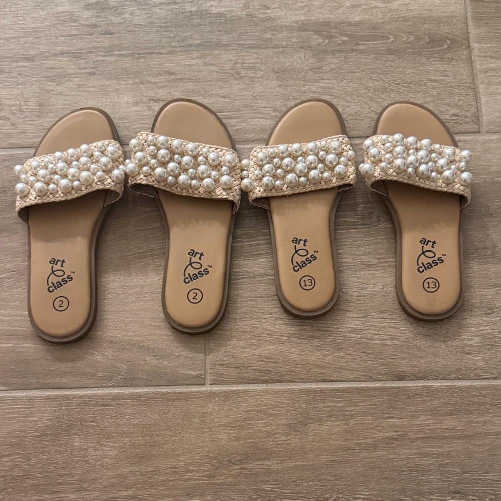 Art Class kids  Pearl Embellished Tan Sandals